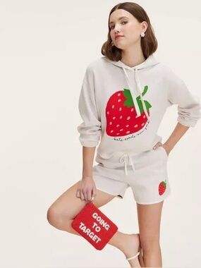 kate spade x Target Soft Pale Pink and Cream Hoodie with Strawberry in Size XS